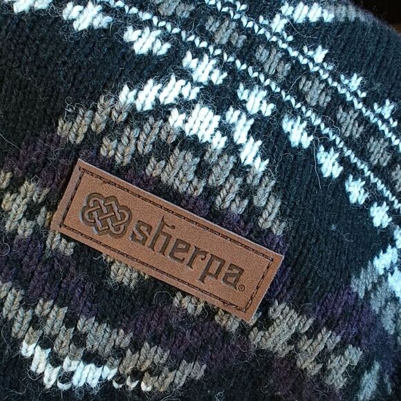 SHERPA Brand High Neck Aztec Sweater Size Medium Merino Alpaca Wool Blend Warm - Picture 4 of 6